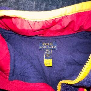 Polo Ralph Lauren High Pile Fleece Jacket Full Zip Girls L/G (12 -14)Blue Pink